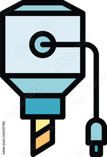 Automated cnc machine icon outline vector. Work tool. Lathe equipment color flat