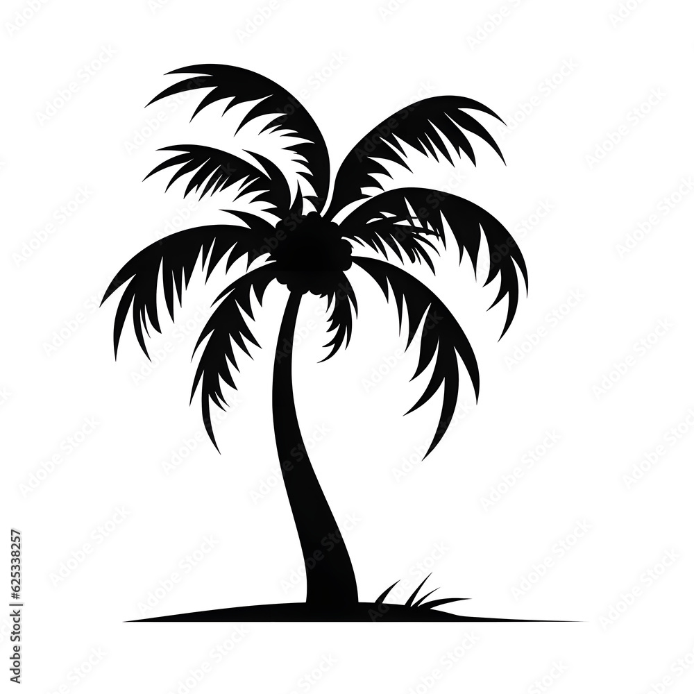 palm tree silhouette clipart, transparent background Stock Illustration