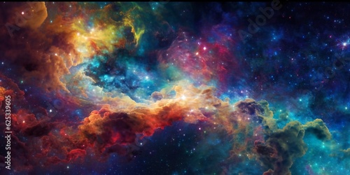 Abstract colorful space galaxy cloud nebula. Universe science astronomy. Supernova background wallpaper © JW Studio
