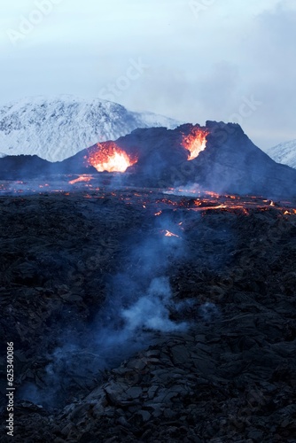 volcano and lava