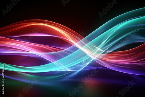 Abstract Neon background Glowing dynamic lines. abstract futuristic background with pink blue glowing neon moving high speed wave lines and bokeh lights. Data transfer concept. Made With Generative AI