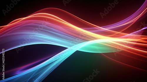 Abstract Neon background Glowing dynamic lines. abstract futuristic background with pink blue glowing neon moving high speed wave lines and bokeh lights. Data transfer concept. Made With Generative AI