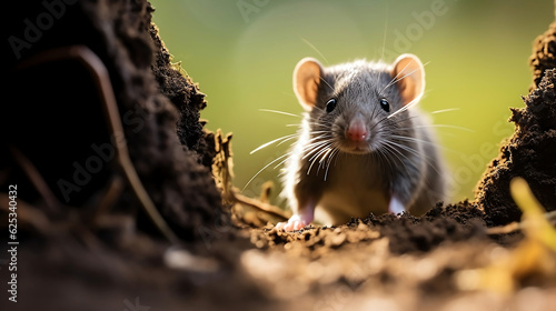 Curious mouse in the garden earth portrait bokeh - Generative AI