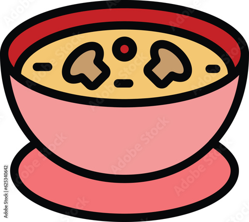 Mushroom cream soup icon outline vector. Hot gazpacho. Chicken plate color flat