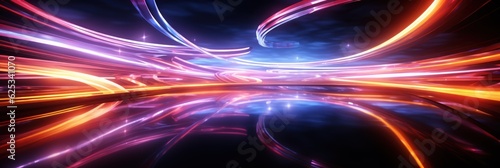 Abstract Neon background Glowing dynamic lines. abstract futuristic background with pink blue glowing neon moving high speed wave lines and bokeh lights. Data transfer concept. Made With Generative AI