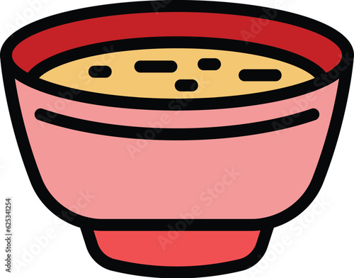 Bean cream soup icon outline vector. Croatia cuisine. Pea dinner color flat