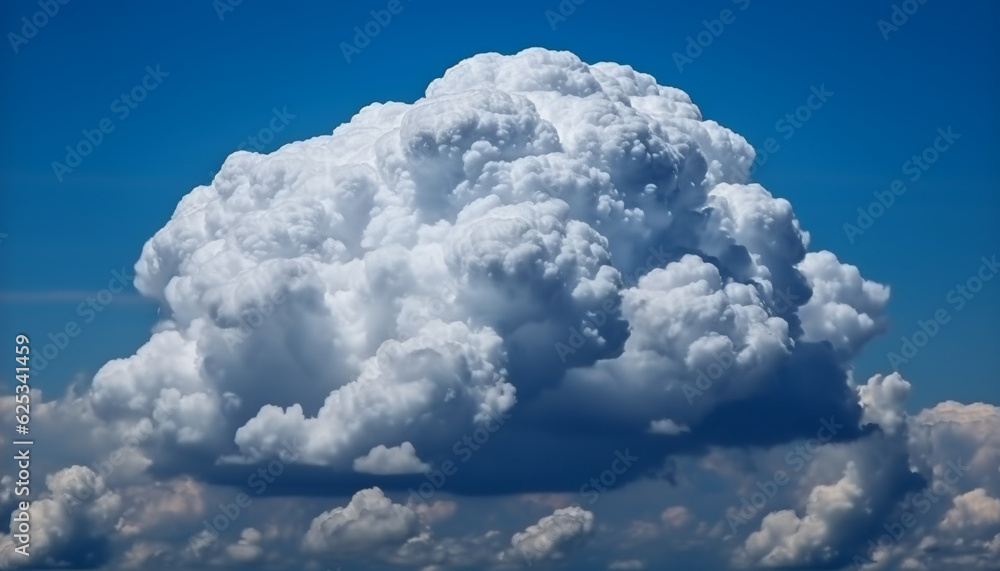 Fluffy cumulus clouds decorate the bright blue summer sky generated by AI Fluffy cumulus clouds decorate the bright blue summer sky generated by AI