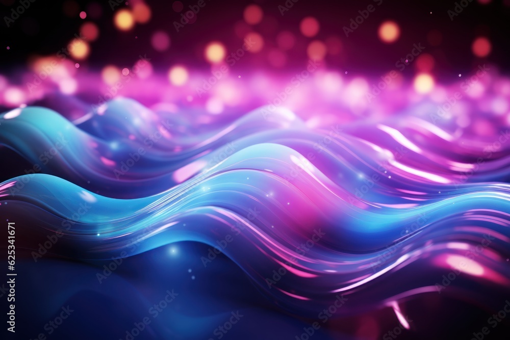 Abstract Neon background Glowing dynamic lines. abstract futuristic background with pink blue glowing neon moving high speed wave lines and bokeh lights. Data transfer concept. Made With Generative AI