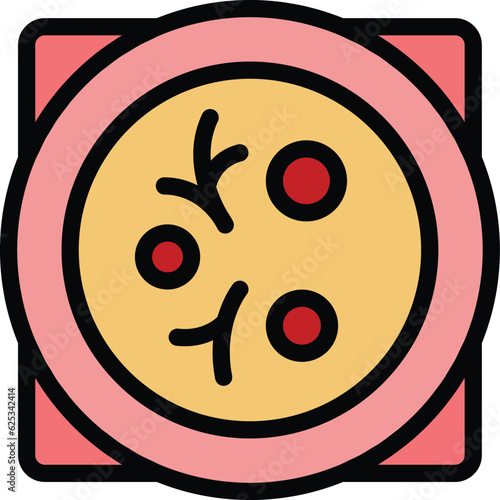 Spicy cream soup icon outline vector. Seafood bowl. Hot curry color flat