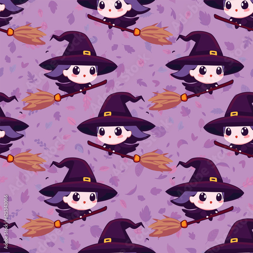 Cute Halloween seamles pattern with various horor and spooky element for fabric design, background, template, layout, print paper.