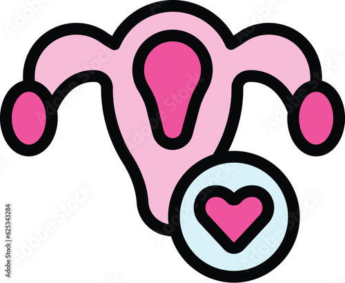 Female reproductive health icon outline vector. Uterus anatomy. Body organ color flat photo