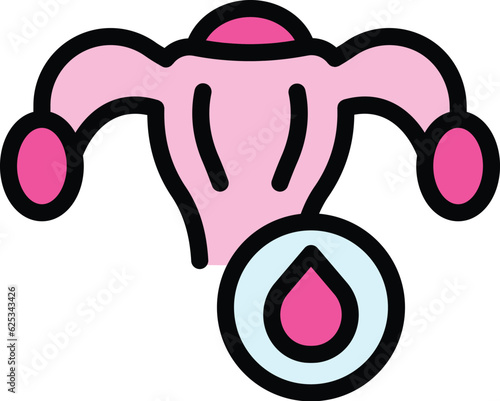 Menstrual cycle icon outline vector. Menstruation uterus. Reproductive system color flat