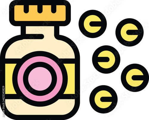 Contraceptive pills icon outline vector. Birth control. Oral contraception color flat