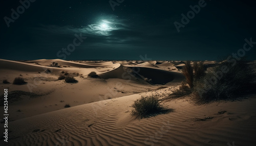 Remote Africa: Majestic Sand Dunes Ripple in Solitude Tranquil Shadow generated by AI