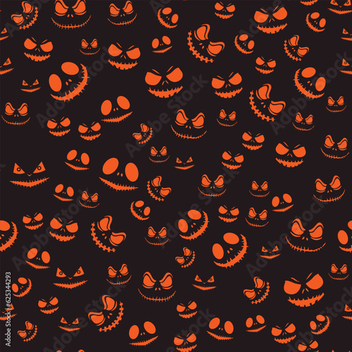 Cute Halloween seamles pattern with various horor and spooky element for fabric design, background, template, layout, print paper.
