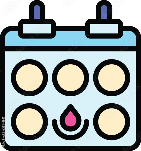 Menstruation calendar icon outline vector. Menstrual period. Woman cycle color flat
