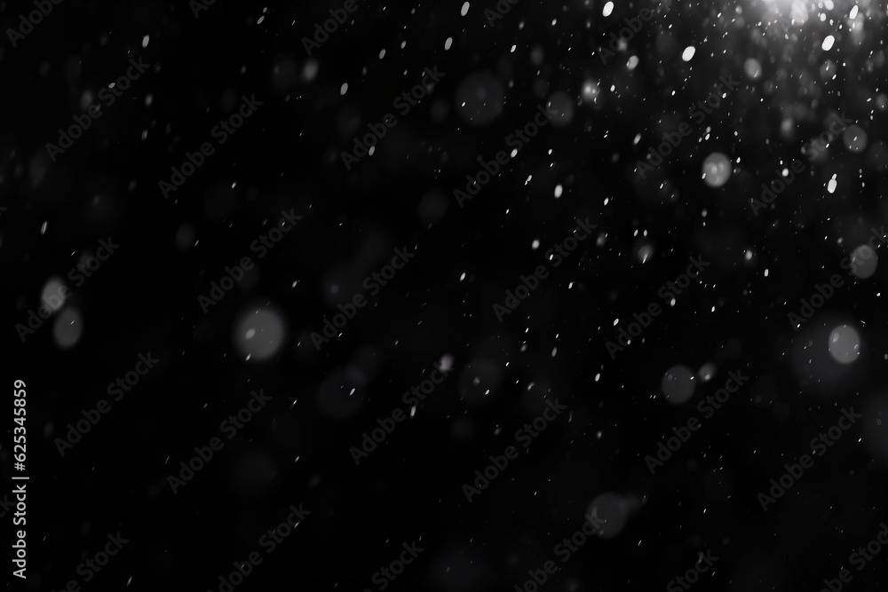 Snow on a black background. A graphic resource for editing or a blank for a designer. AI generated, human enhanced