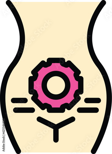 Gynecology checkup icon outline vector. Gynecologist care. Cervical exam color flat