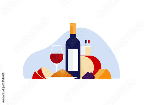 National French cuisine, shopping. Travel infographics. France Paris. Vector illustration