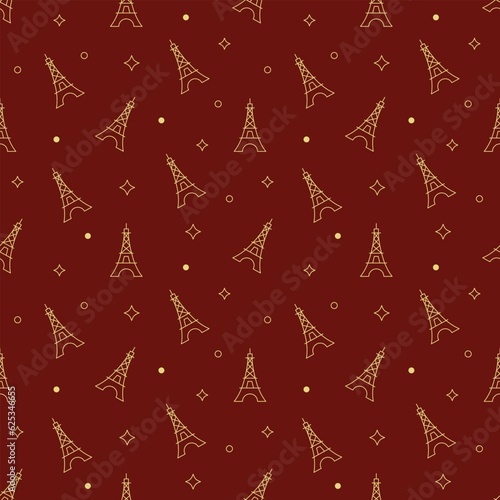 Abstract seamless Paris pattern. Eiffel tower repeats print for fashion textile, clothes, wrapping paper