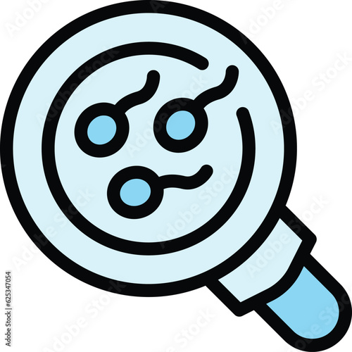 Magnifying sperm icon outline vector. Fertility semen. Cell ovule color flat