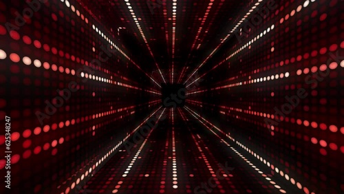 digital zoom effects video with stylized glowing small dots pattern walls. Futuristic modern red background animation. photo
