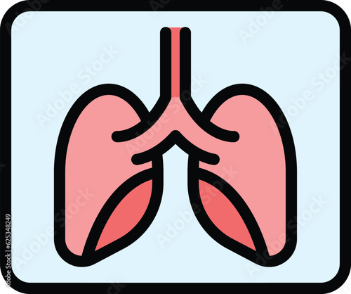 Xray image lungs icon outline vector. Patient cancer. Chest lung color flat