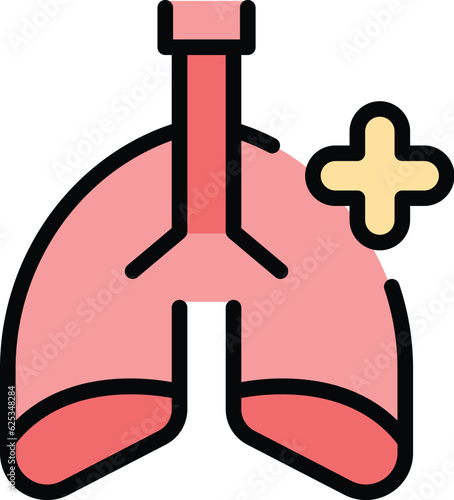 Healthy medical lungs icon outline vector. Patient cancer. Health doctor color flat