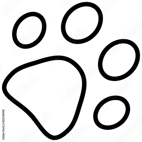 paw print icon. A single symbol with an outline style