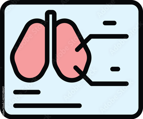 Xray image icon outline vector. Computer patient. Chest lung color flat