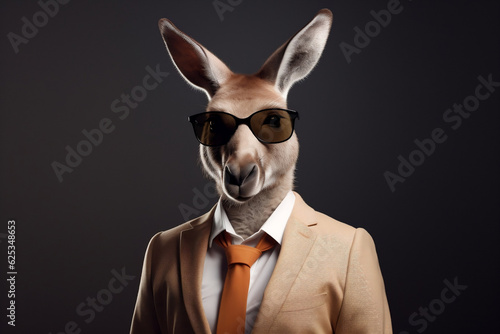 Professional Kangaroo in Formal Attire at the Office, generative AI