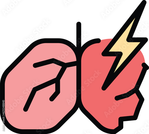 Infected lungs icon outline vector. Chest health. Diagnosis treatment color flat
