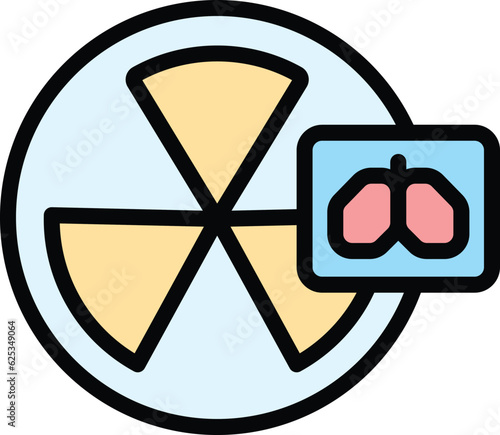 Roentgen diagnosis icon outline vector. Patient xray. Cancer lung color flat