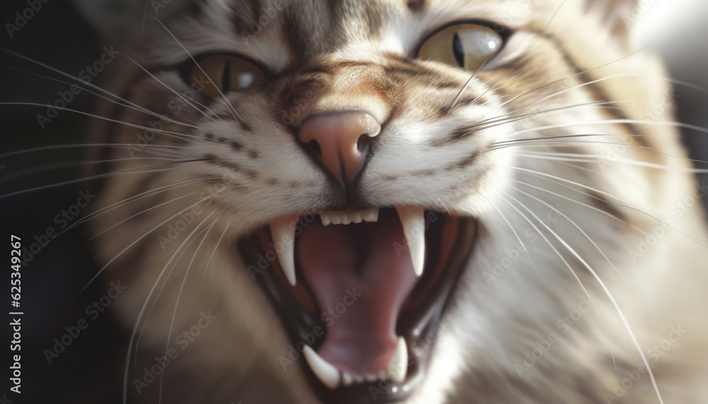 Obraz premium Cute kitten staring with playful fury, close up of fluffy fur generated by AI