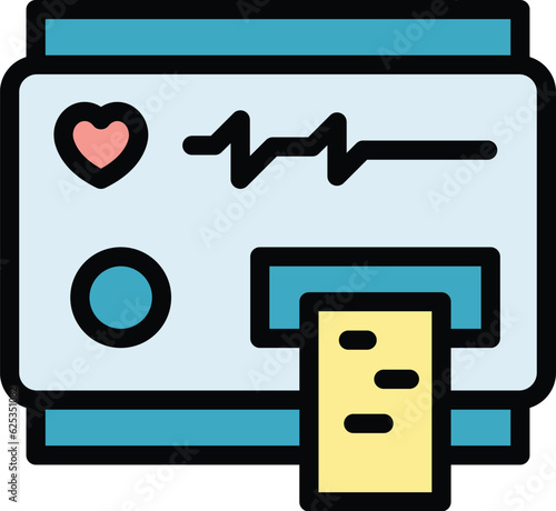 Heart cardiogram icon outline vector. Heartbeat pressure. Test pulse color flat