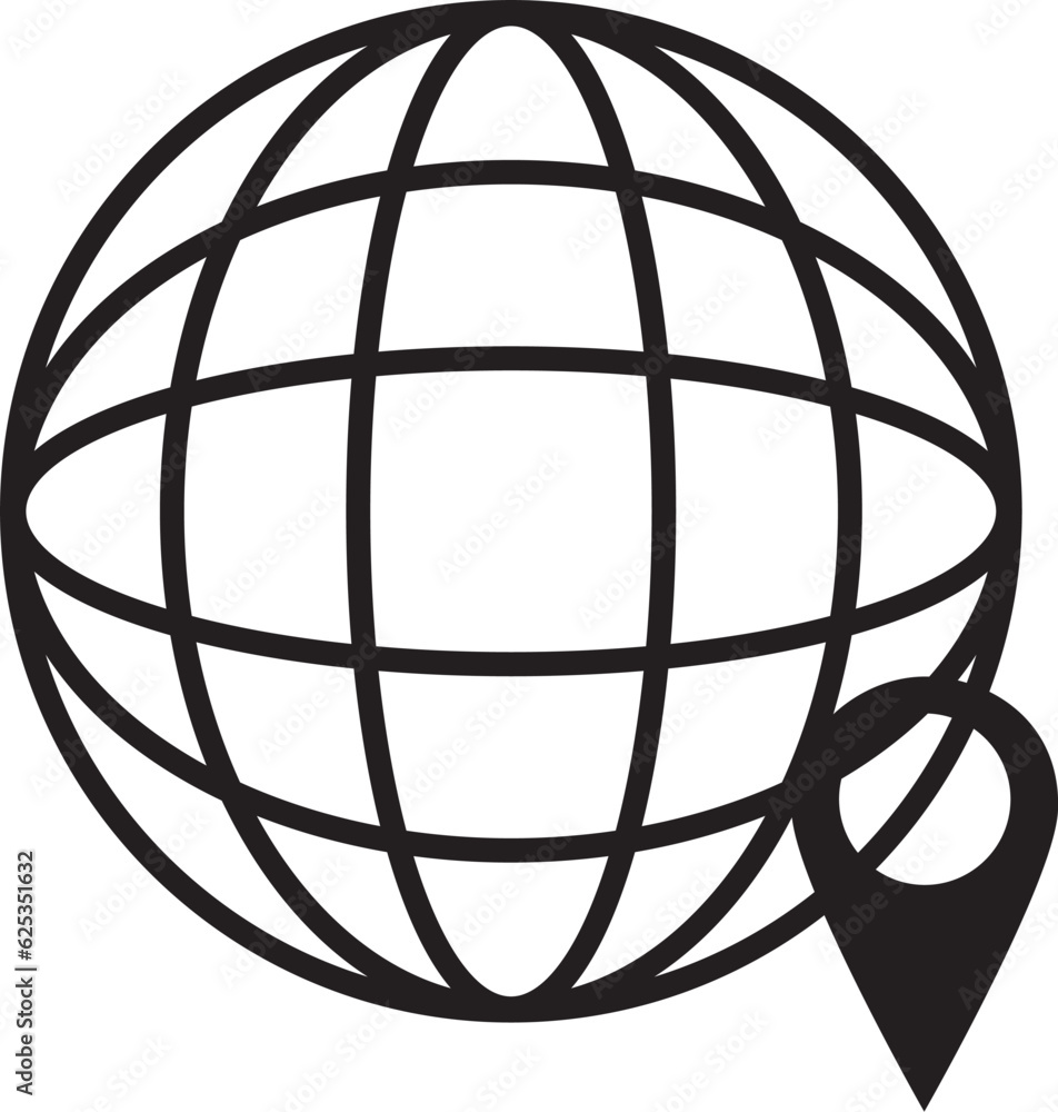 The world map illustration with a map pin The world map illustration with a map pin