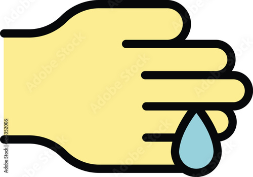 Blood test hand icon outline vector. Finger drop. Level glucose color flat
