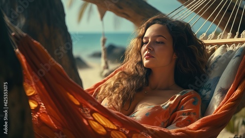 Woman relaxing on a hammock...