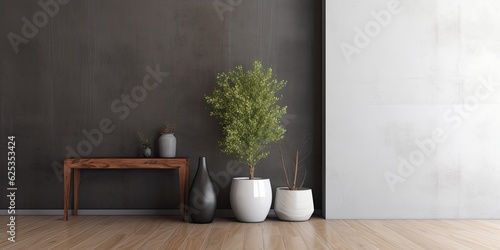 Modern interior with mockup background wall and beautiful decoration. Generative AI