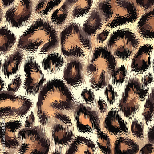Leopard Skin Texture Pattern Vector. Seamless Animal Wildlife Skin Pattern. Leopard Fur Camouflage Background.