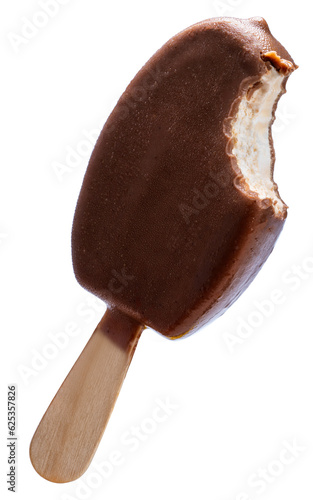 Chocolate and Almond ice cream isolated on white background, Thick Cracking Chocolate and Almond ice cream  on white With clipping path.