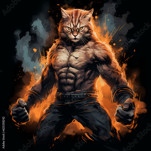 Cat Showing Muscle Ready for Fight
