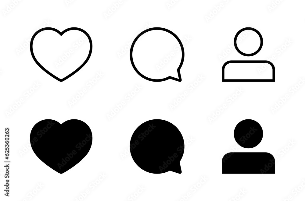Like, comment, and follow icon. Social media menu elements. Vector illustration Like, comment, and follow icon. Social media menu elements. Vector illustration