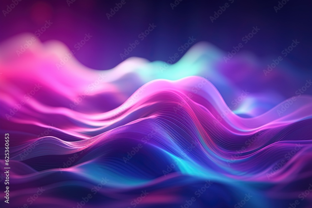 Naklejka premium abstract futuristic background with pink blue glowing neon moving high speed wave lines and bokeh lights. Data transfer concept Fantastic wallpaper