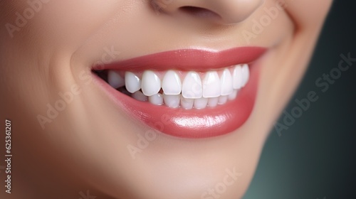 Skincare  teeth and woman face  beauty and natural dental veneers in studio background. Oral health  healthcare or woman model happy mouth with clean teeth hygiene with generative ai