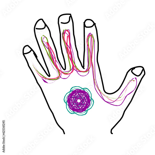 This is an image of a vector illustration depicting a hand with superpower against a white background.
