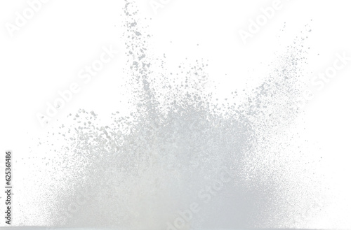 Canvas-taulu Tapioca starch flour fly explosion, White powder tapioca starch fall down in air
