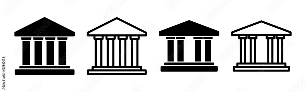 Bank icon set illustration. Bank sign and symbol, museum, university Bank icon set illustration. Bank sign and symbol, museum, university