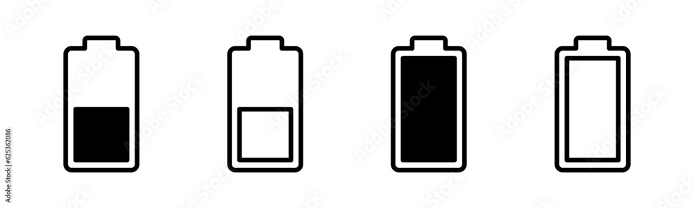 Battery icon set illustration. battery charging sign and symbol. battery charge level