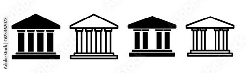 Bank icon set illustration. Bank sign and symbol, museum, university